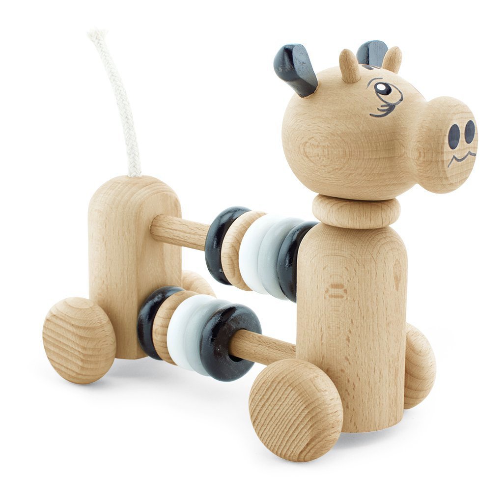 Wooden Cow With Counting Beads - Ruben