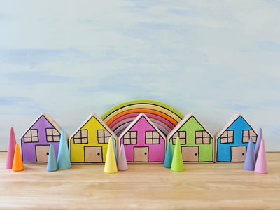Pastel houses (set of 5)