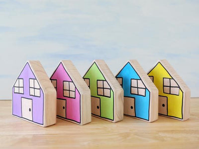 Pastel houses (set of 5)